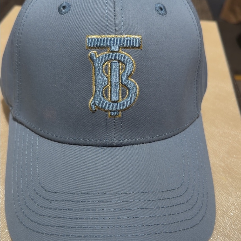 Burberry Blue and Beige Cap with Signature Plaid